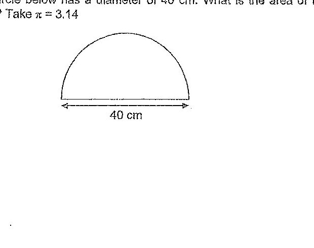 A semicircle with a horizontal diameter labeled as 40 cm at the base.