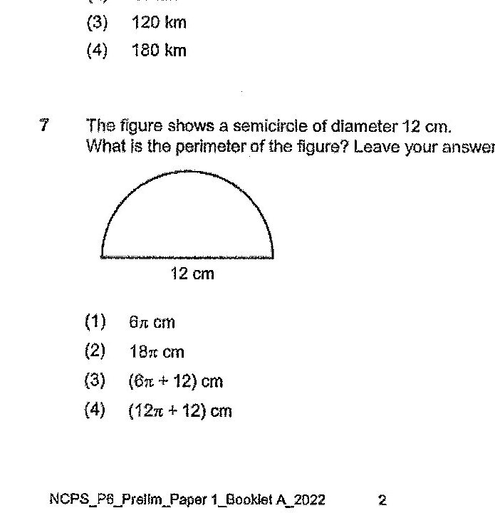 A semicircle with diameter labeled as 12 cm at the base.