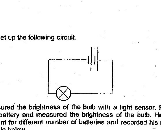 Circuit diagram showing a light bulb (represented by a crossed circle) connected in series with a capacitor (represented by two parallel lines) and battery symbols arranged vertically on the left side of the circuit.