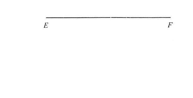 A horizontal line segment with points labeled E on the left and F on the right, representing side EF of triangle EFG.