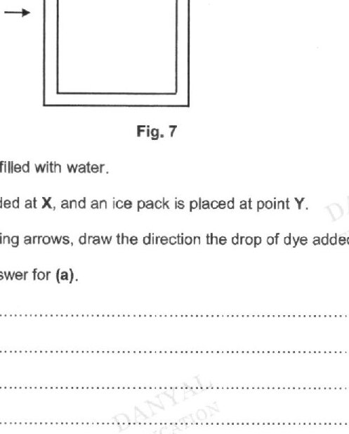 A square-shaped glass apparatus with an opening X at the top. Point Y is marked on the left side of the apparatus. The apparatus contains water.