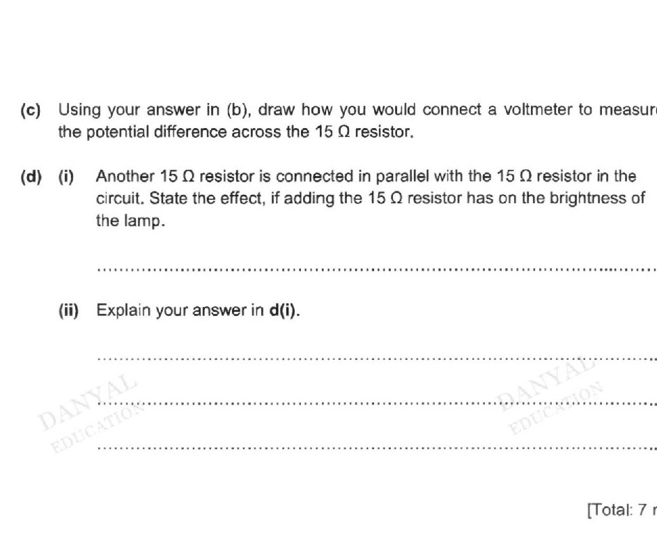 Diagram for question (d)(i)